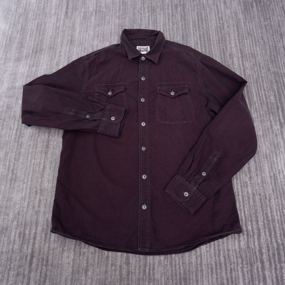 Converse One Star Button Up Shirt Mens Large Burgundy Good Utility Cotton